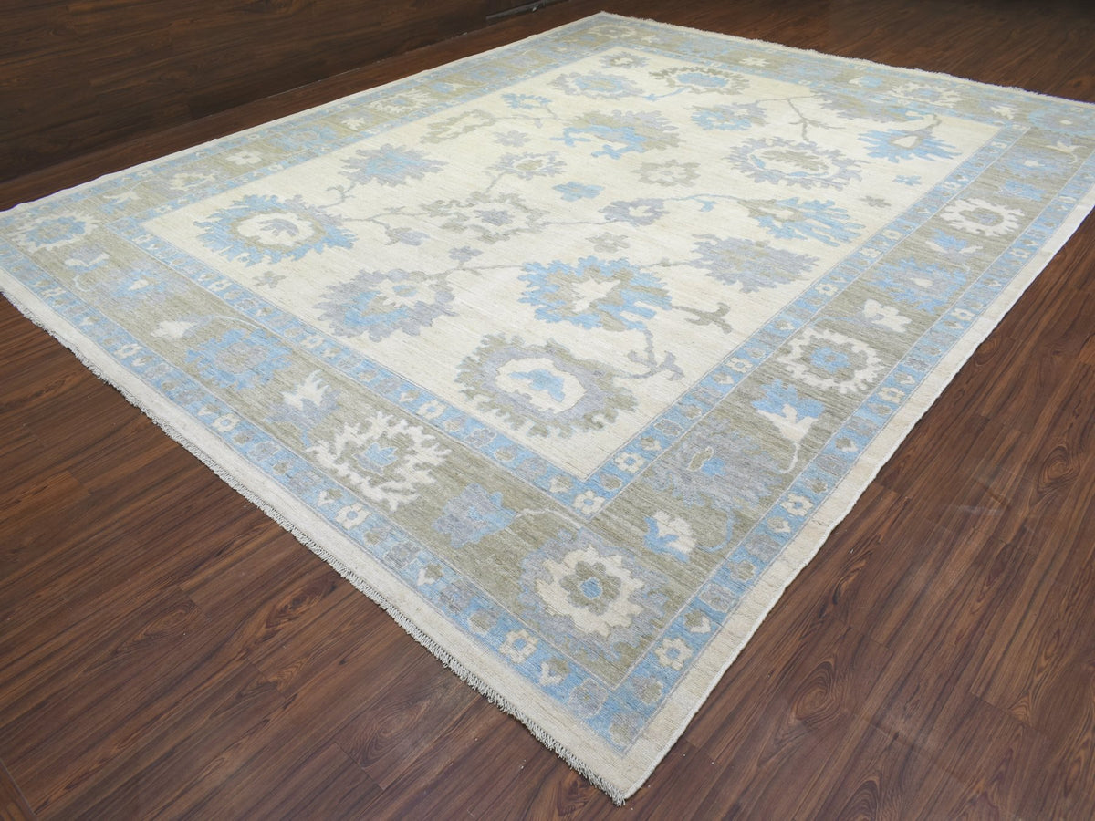 Oushak Oushak hand-knotted wool rug in Ivory & Charcoal Gray, 12' x 14'7" — SKU O072927 (view 3)