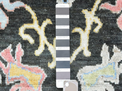 Black 7'10" x 7'8" Oushak And Peshawar Hand knotted Wool Rug - Sku: O072952