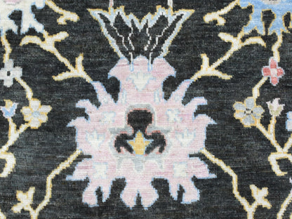 Black 7'10" x 7'8" Oushak And Peshawar Hand knotted Wool Rug - Sku: O072952
