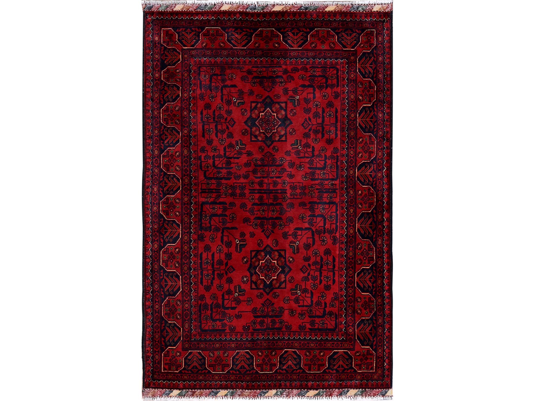 Tribal & Geometric hand-knotted wool rug in Red, 3'3" x 5'1" — SKU O0729