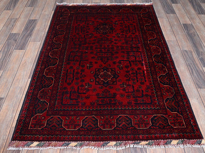 Tribal & Geometric hand-knotted wool rug in Red, 3'3" x 5'1" — SKU O0729 (view 2)
