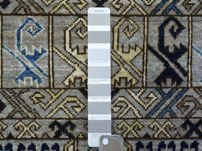 Ersari Tribal & Geometric hand-knotted wool runner in Gray, 4' x 9'9" — SKU O073007 (view 3)