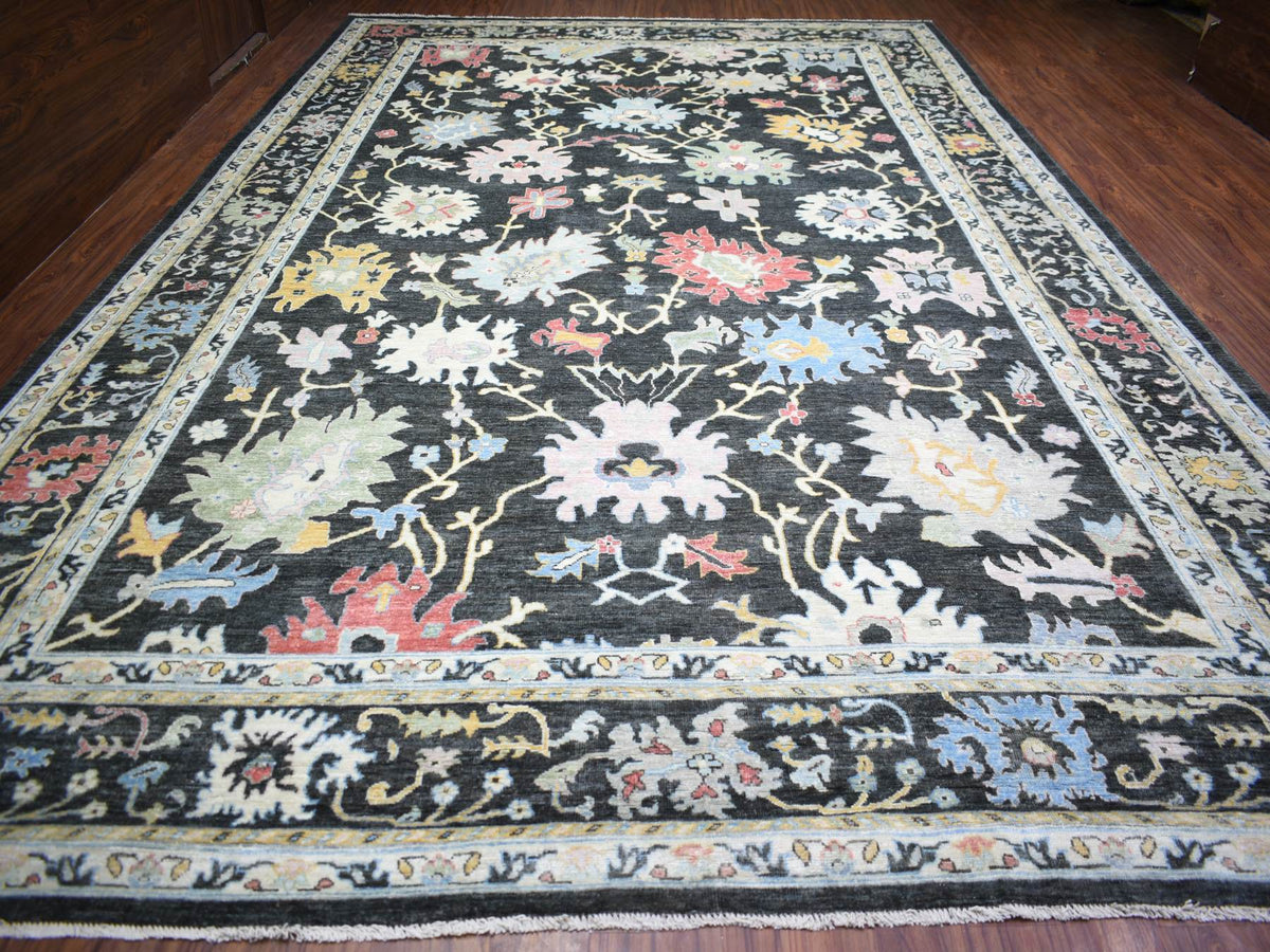 Oushak Oushak hand-knotted wool rug in Black, 11'9" x 17'7" — SKU O073022 (view 2)