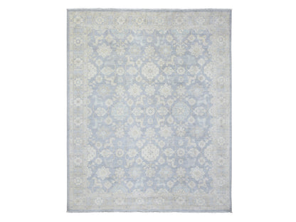 Grey 7'10" x 9'7" Oushak And Peshawar Hand knotted Wool Rug - Sku: O073035
