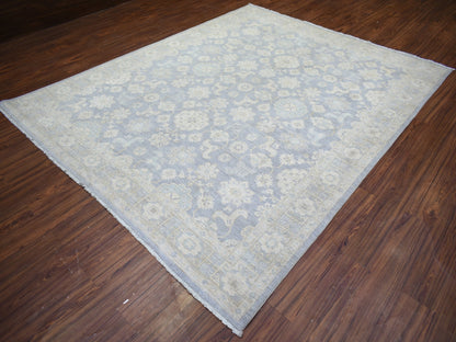 Grey 7'10" x 9'7" Oushak And Peshawar Hand knotted Wool Rug - Sku: O073035