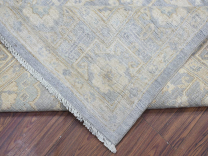 Grey 7'10" x 9'7" Oushak And Peshawar Hand knotted Wool Rug - Sku: O073035