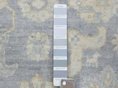 Grey 7'10" x 9'7" Oushak And Peshawar Hand knotted Wool Rug - Sku: O073035