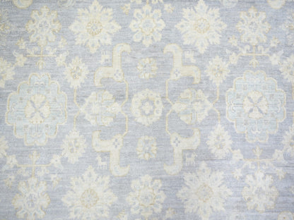 Grey 7'10" x 9'7" Oushak And Peshawar Hand knotted Wool Rug - Sku: O073035