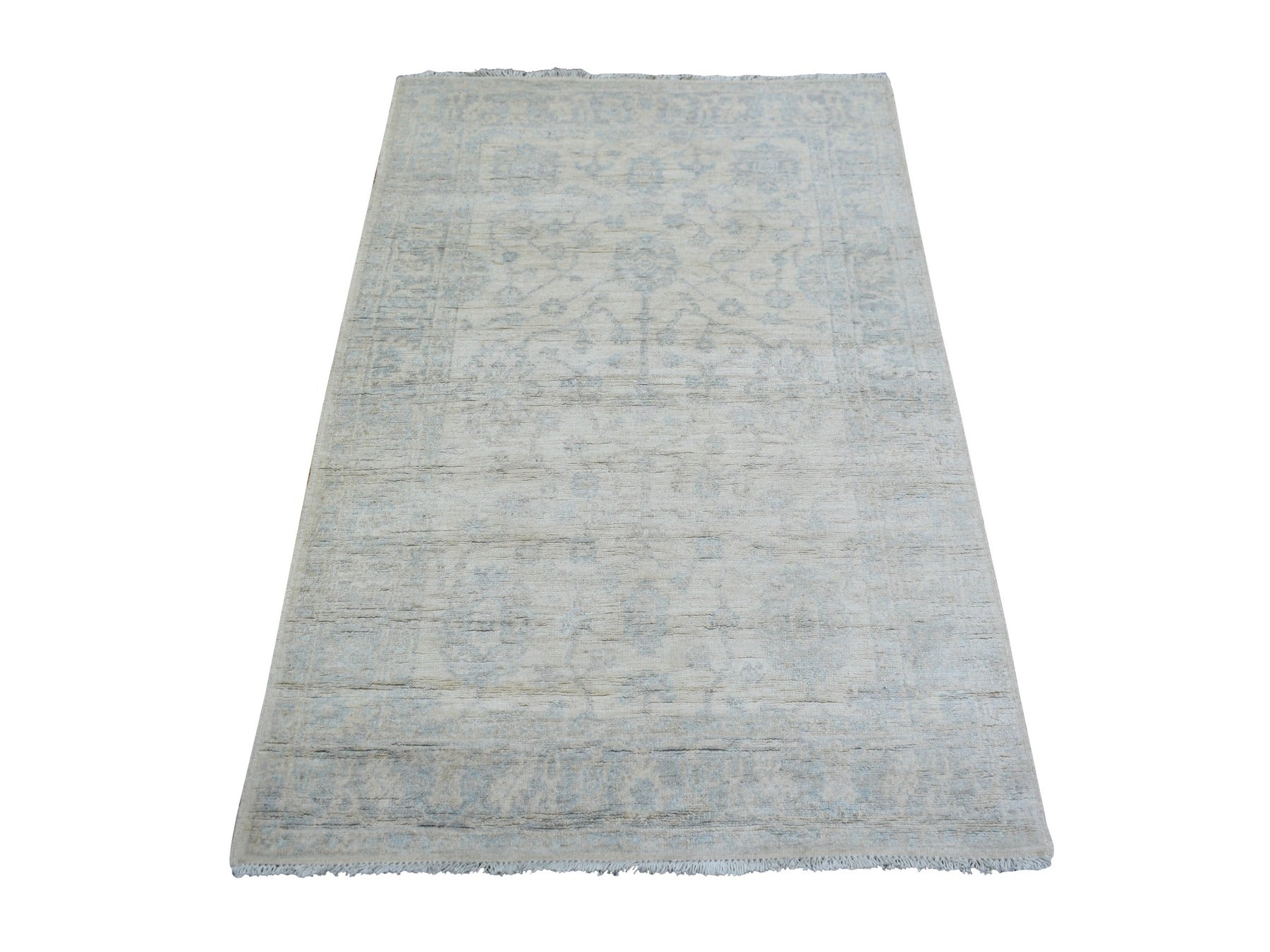 Peshawar Oushak hand-knotted wool rug in Ivory & Gray, 3' x 4'9" — SKU O073041