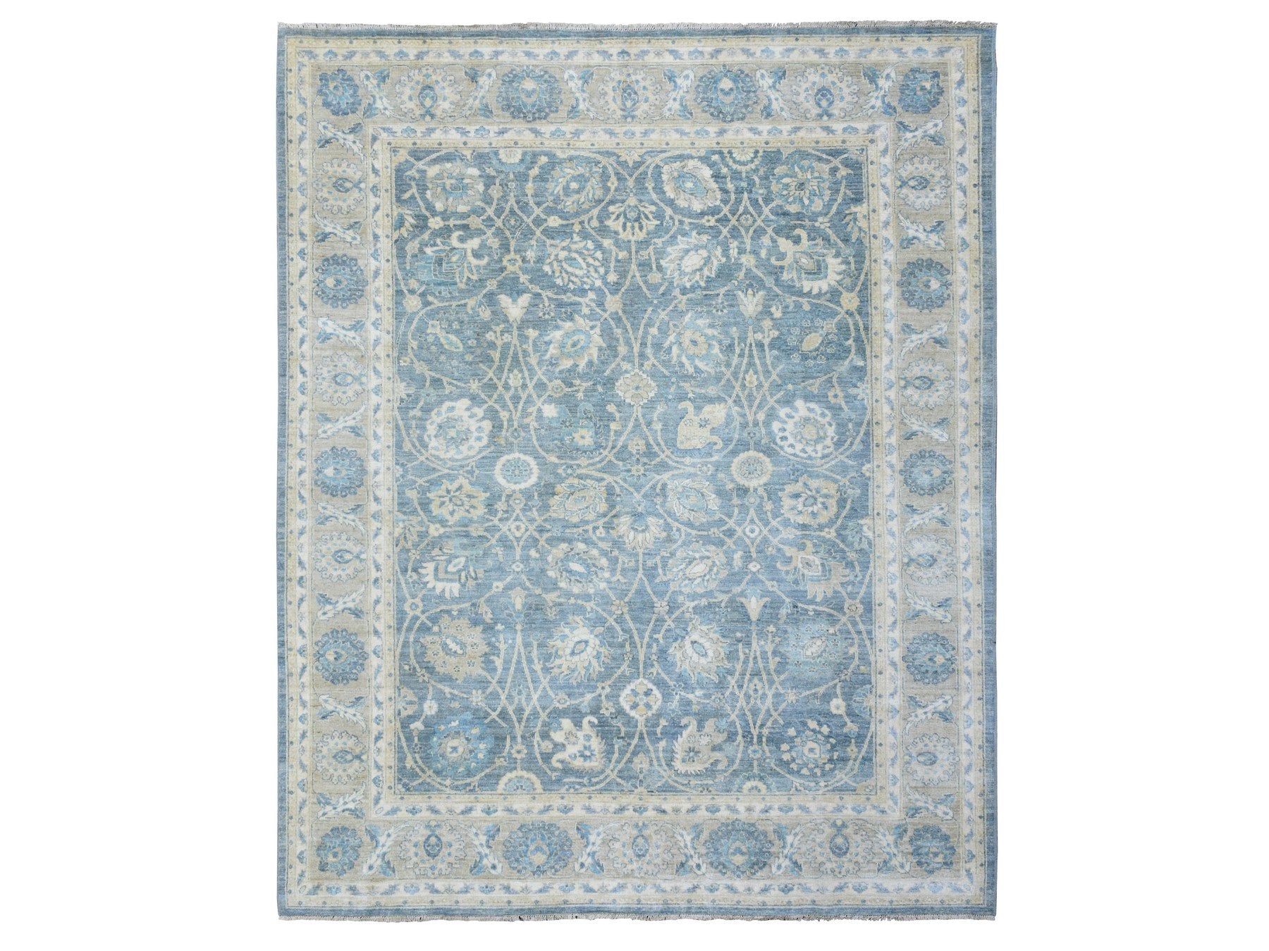 Mahal Oushak hand-knotted wool rug in Gray, 8'2" x 9'8" — SKU O073052