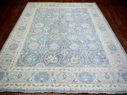 Grey 8'2" x 9'8" Oushak And Peshawar Hand knotted Wool Rug - Sku: O073052