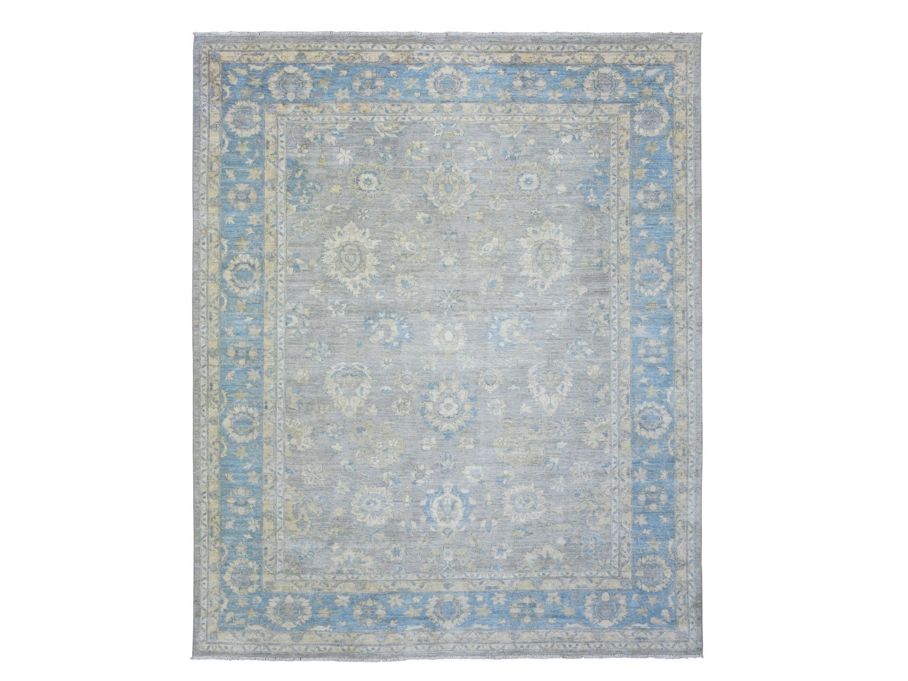 Mahal Oushak hand-knotted wool rug in Gray & Blue, 8' x 10' — SKU O073053