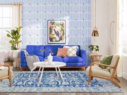 Blue 5'10" x 9'1" Oushak And Peshawar Hand knotted Wool Rug - Sku: O073056