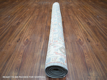 Peshawar Oushak hand-knotted wool rug in Gray & Ivory, 6' x 9'2" — SKU O073057 (view 5)