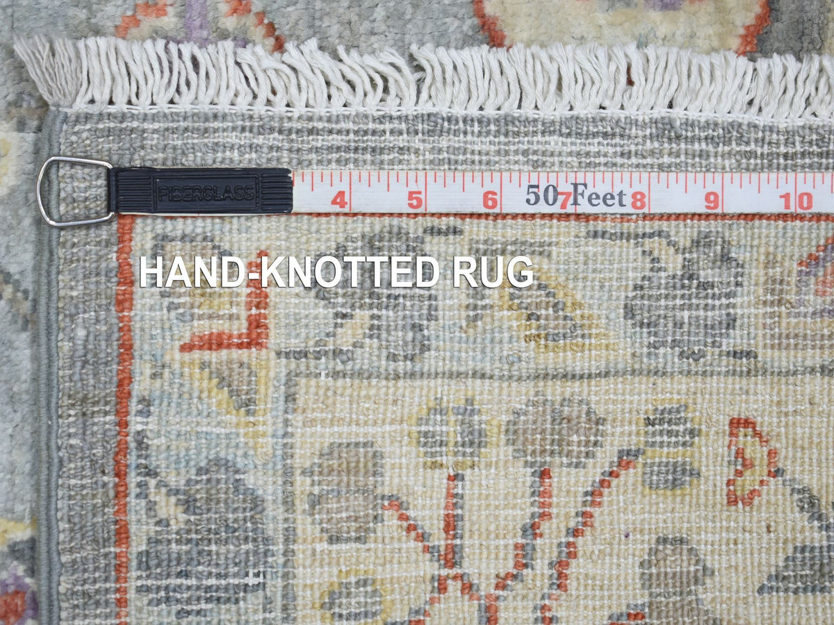 Peshawar Oushak hand-knotted wool rug in Gray & Ivory, 6' x 9'2" — SKU O073057 (view 7)