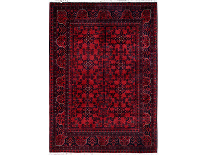 Red 3'5" x 4'10" Tribal Hand knotted Wool Rug - Sku: O0730
