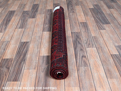 Red 3'5" x 4'10" Tribal Hand knotted Wool Rug - Sku: O0730