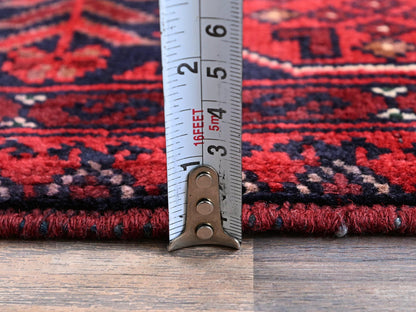 Red 3'5" x 4'10" Tribal Hand knotted Wool Rug - Sku: O0730