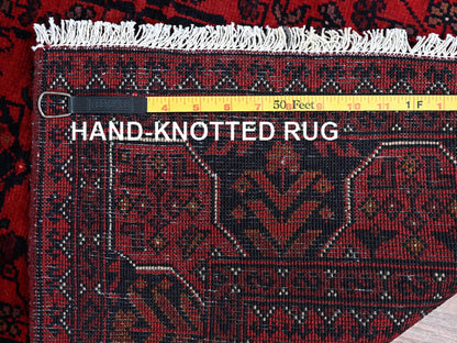 Red 3'5" x 4'10" Tribal Hand knotted Wool Rug - Sku: O0730