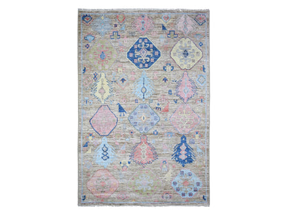 Tribal & Geometric hand-knotted wool rug in Gray, 6'1" x 9' — SKU O073101