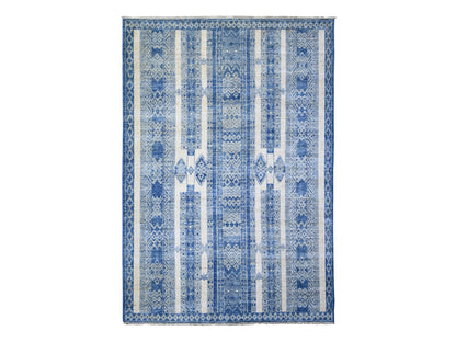 Blue 6'2" x 8'8" Oushak And Peshawar Hand knotted Wool Rug - Sku: O073105