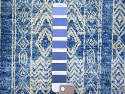 Blue 6'2" x 8'8" Oushak And Peshawar Hand knotted Wool Rug - Sku: O073105