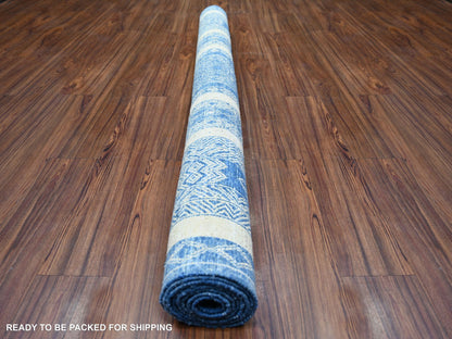 Blue 6'2" x 8'8" Oushak And Peshawar Hand knotted Wool Rug - Sku: O073105