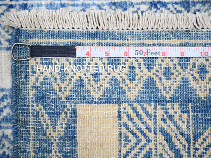 Blue 6'2" x 8'8" Oushak And Peshawar Hand knotted Wool Rug - Sku: O073105