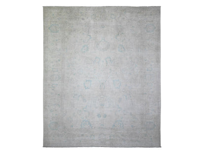 Peshawar Oushak hand-knotted wool rug in Ivory & Gray, 8' x 9'7" — SKU O073110