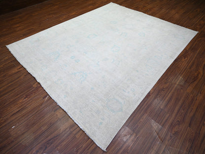 Peshawar Oushak hand-knotted wool rug in Ivory & Gray, 8' x 9'7" — SKU O073110 (view 3)