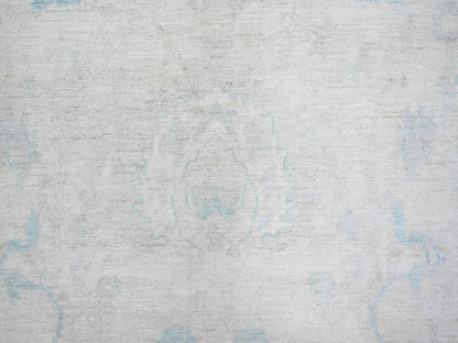 Peshawar Oushak hand-knotted wool rug in Ivory & Gray, 8' x 9'7" — SKU O073110 (view 8)