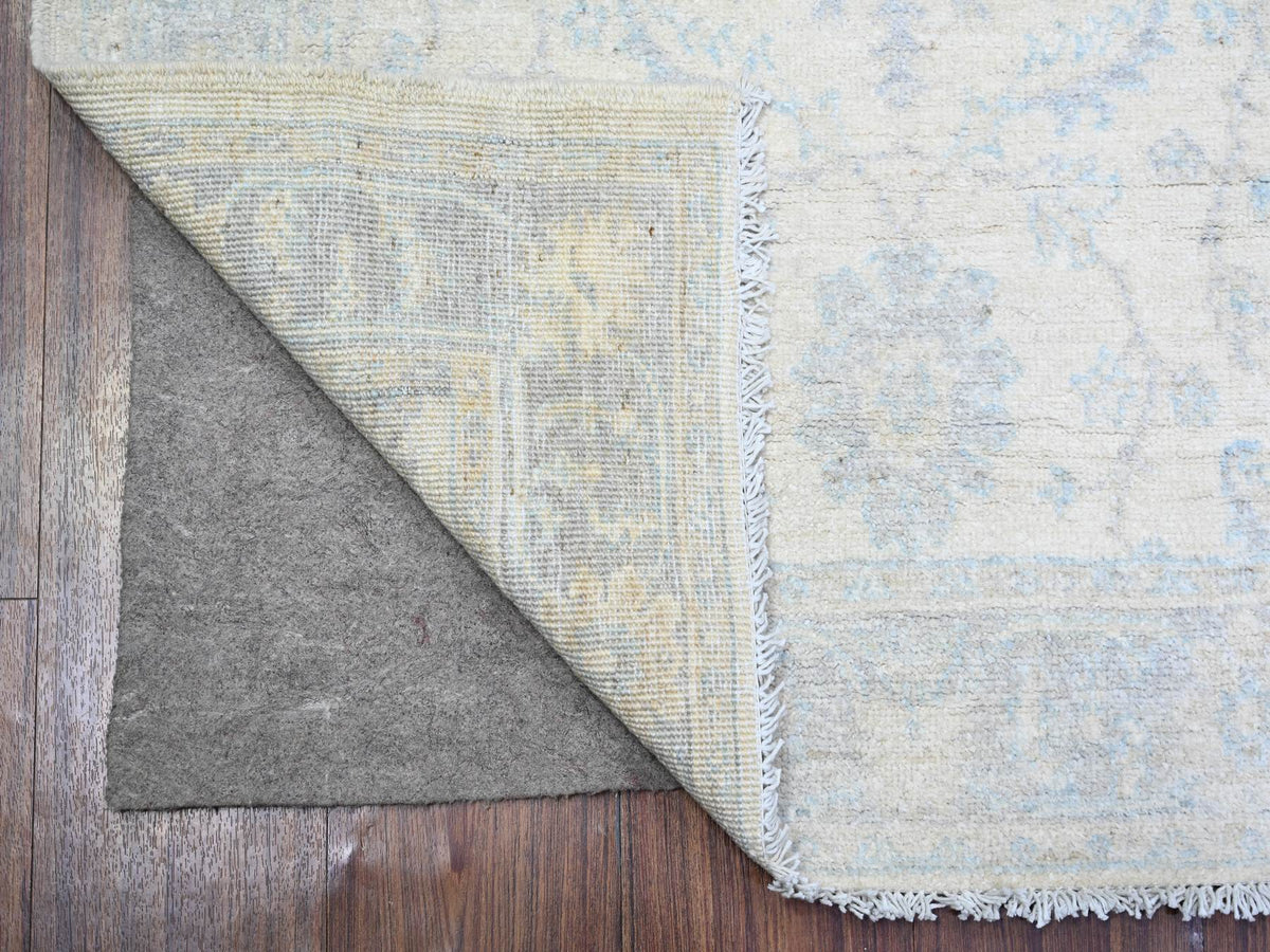 Peshawar Oushak hand-knotted wool rug in Ivory & Blue, 3' x 4'9" — SKU O073114 (view 2)
