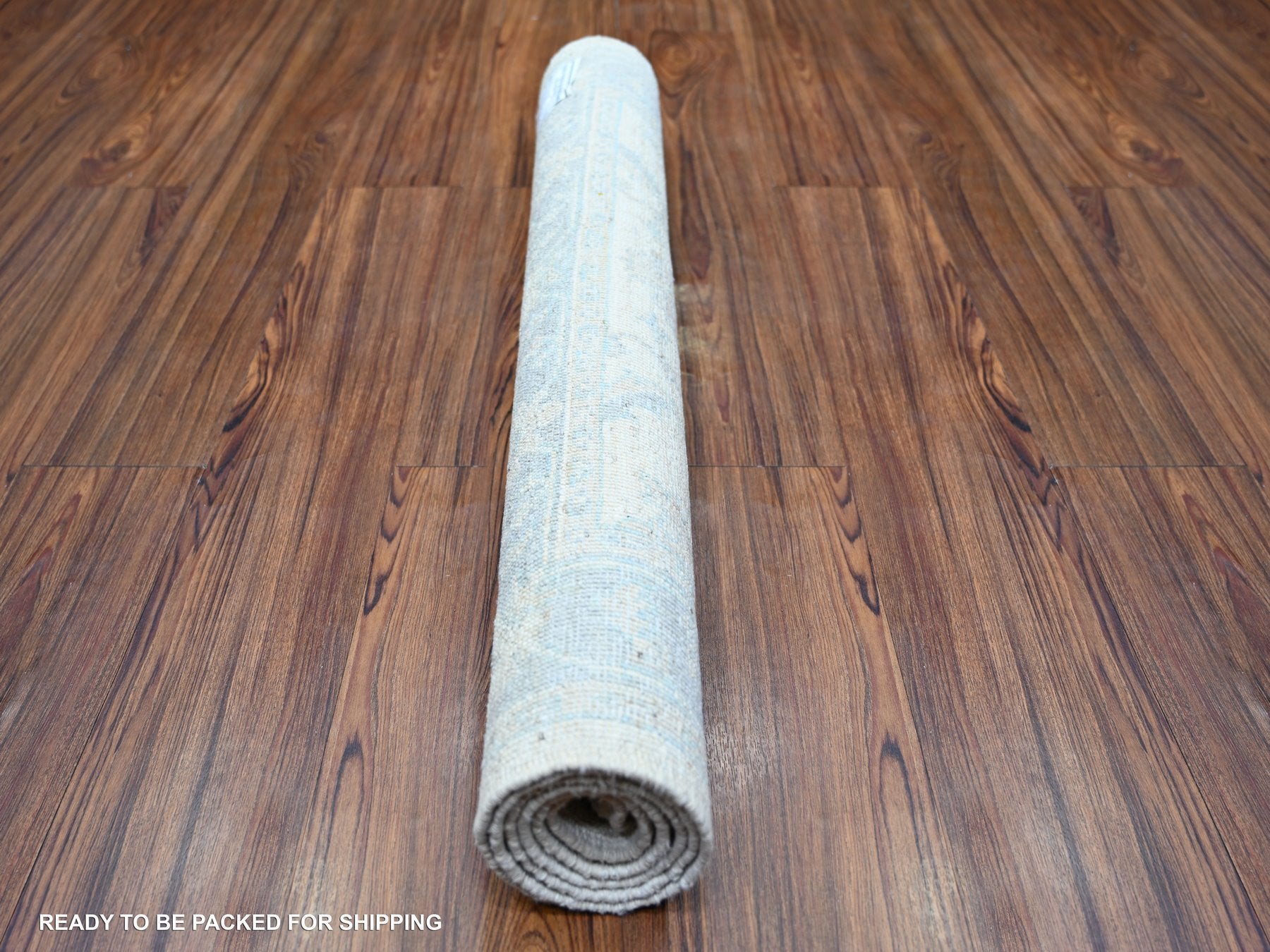 Peshawar Oushak hand-knotted wool rug in Ivory & Blue, 3' x 4'9" — SKU O073114 (view 4)