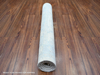 Peshawar Oushak hand-knotted wool rug in Ivory & Blue, 3' x 4'9" — SKU O073114 (view 4)