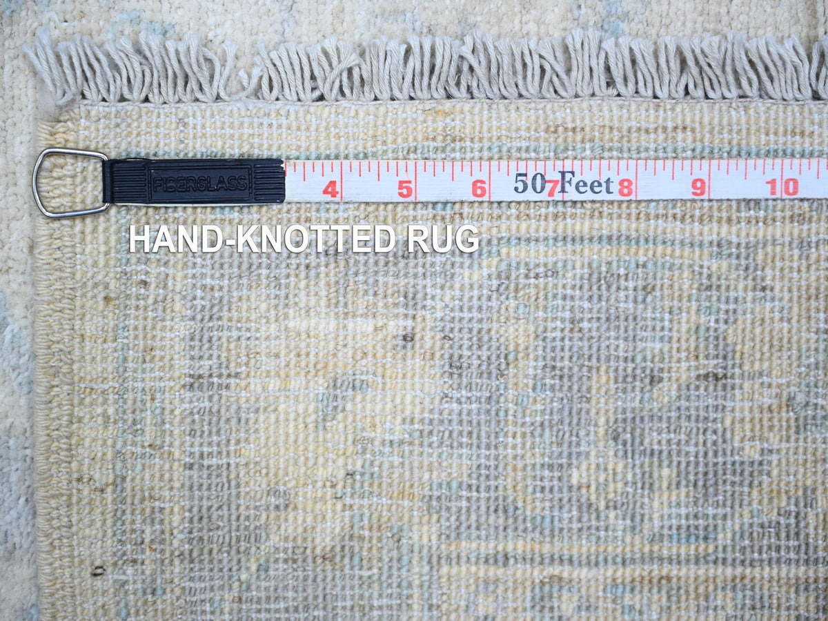 Peshawar Oushak hand-knotted wool rug in Ivory & Blue, 3' x 4'9" — SKU O073114 (view 6)