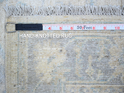 Peshawar Oushak hand-knotted wool rug in Ivory & Blue, 3' x 4'9" — SKU O073114 (view 6)