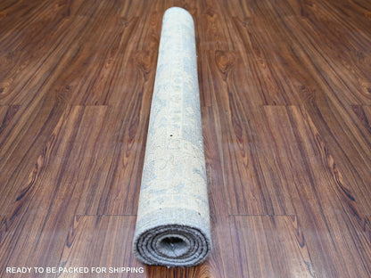 Grey 4'0" x 5'9" Oushak And Peshawar Hand knotted Wool Rug - Sku: O073115