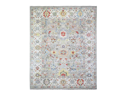 Grey 8'0" x 9'9" Oushak And Peshawar Hand knotted Wool Rug - Sku: O073123
