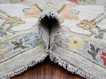 Grey 8'0" x 9'9" Oushak And Peshawar Hand knotted Wool Rug - Sku: O073123