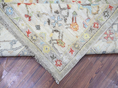 Grey 8'0" x 9'9" Oushak And Peshawar Hand knotted Wool Rug - Sku: O073123
