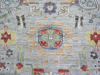 Grey 8'0" x 9'9" Oushak And Peshawar Hand knotted Wool Rug - Sku: O073123