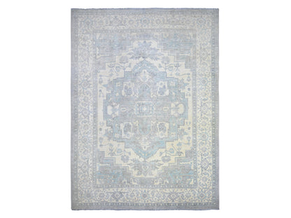 Grey 9'9" x 13'5" Oushak And Peshawar Hand knotted Wool Rug - Sku: O073128