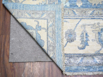 Blue 9'10" x 14'0" Oushak And Peshawar Hand knotted Wool Rug - Sku: O073129