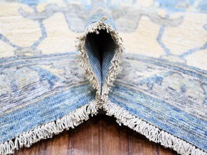 Blue 9'10" x 14'0" Oushak And Peshawar Hand knotted Wool Rug - Sku: O073129
