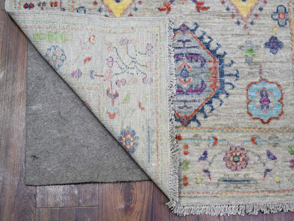 Beige 3'0" x 4'10" Oushak And Peshawar Hand knotted Wool Rug - Sku: O073131