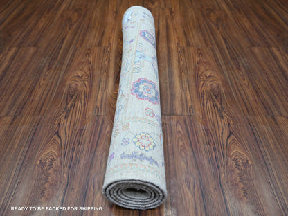 Beige 3'0" x 4'10" Oushak And Peshawar Hand knotted Wool Rug - Sku: O073131