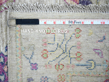Beige 3'0" x 4'10" Oushak And Peshawar Hand knotted Wool Rug - Sku: O073131