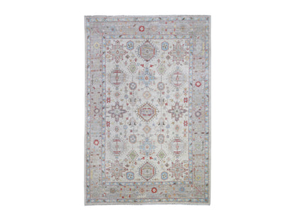 Beige 6'0" x 9'0" Oushak And Peshawar Hand knotted Wool Rug - Sku: O073143
