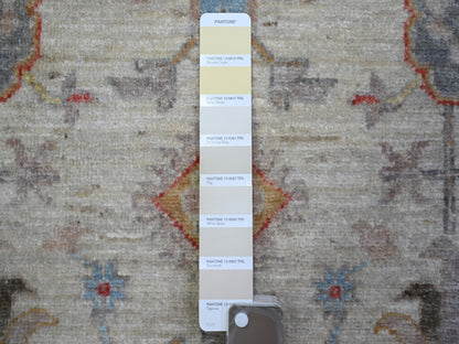 Beige 6'0" x 9'0" Oushak And Peshawar Hand knotted Wool Rug - Sku: O073143