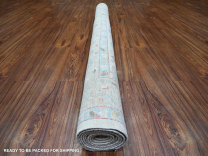 Beige 6'0" x 9'0" Oushak And Peshawar Hand knotted Wool Rug - Sku: O073143